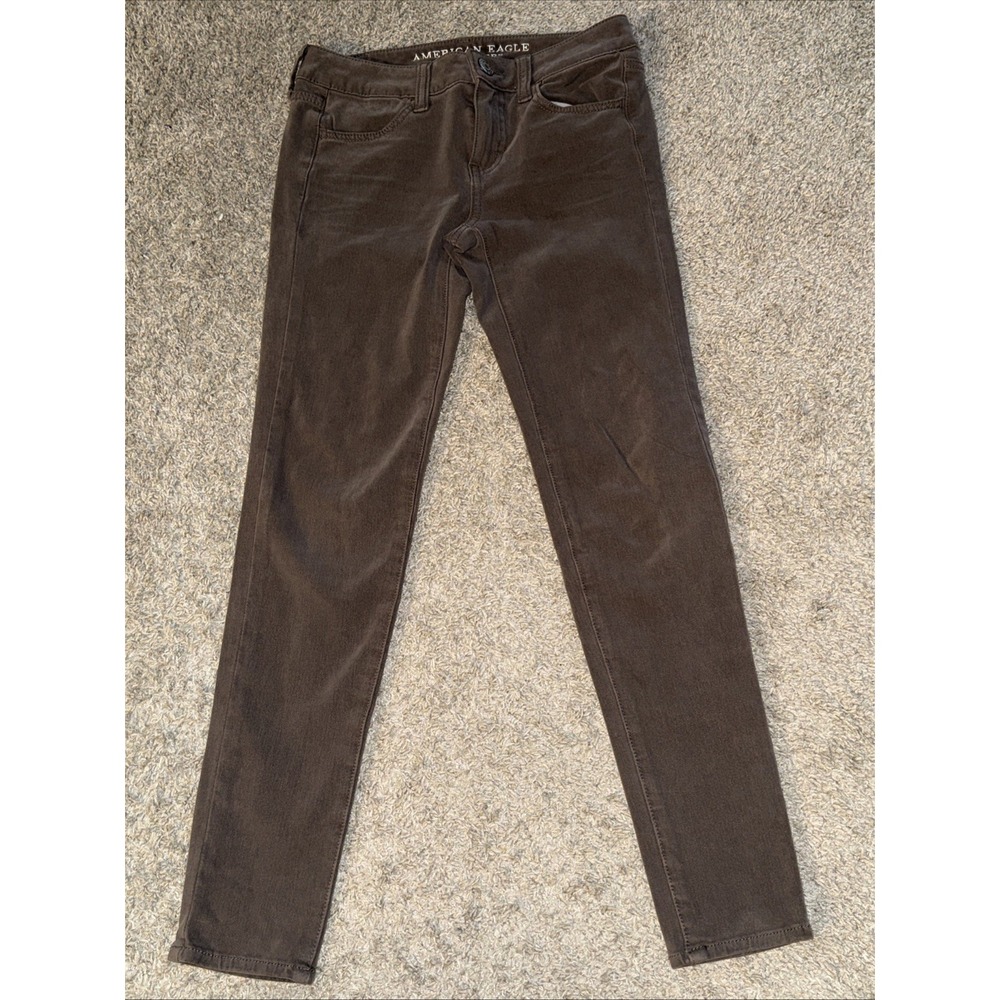 American Eagle Sateen X4 Jegging Jeans Womens 0 Brown Low Rise Super Stretch 360